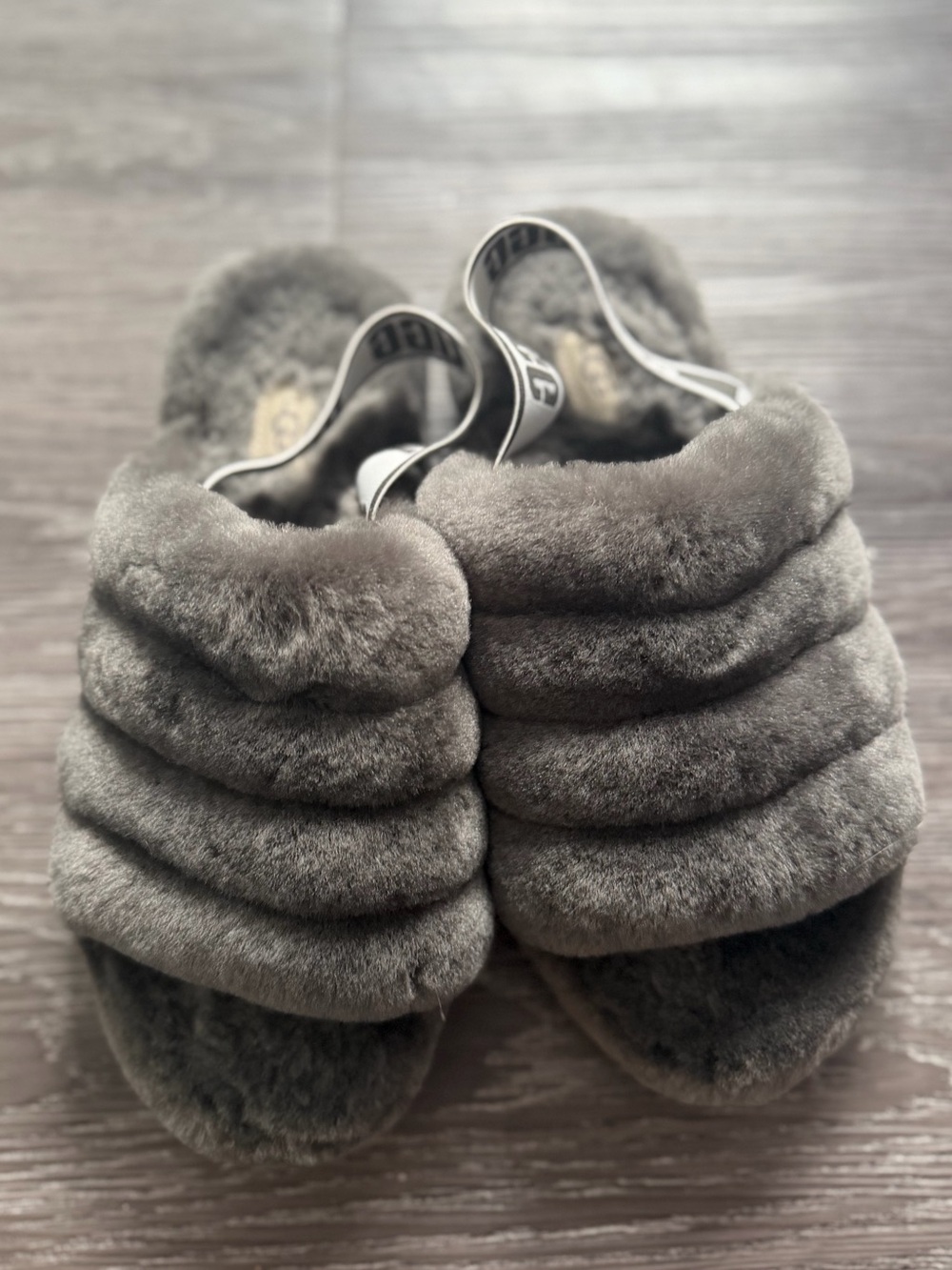 UGG Grey Fluff Yeah Slide Slippers